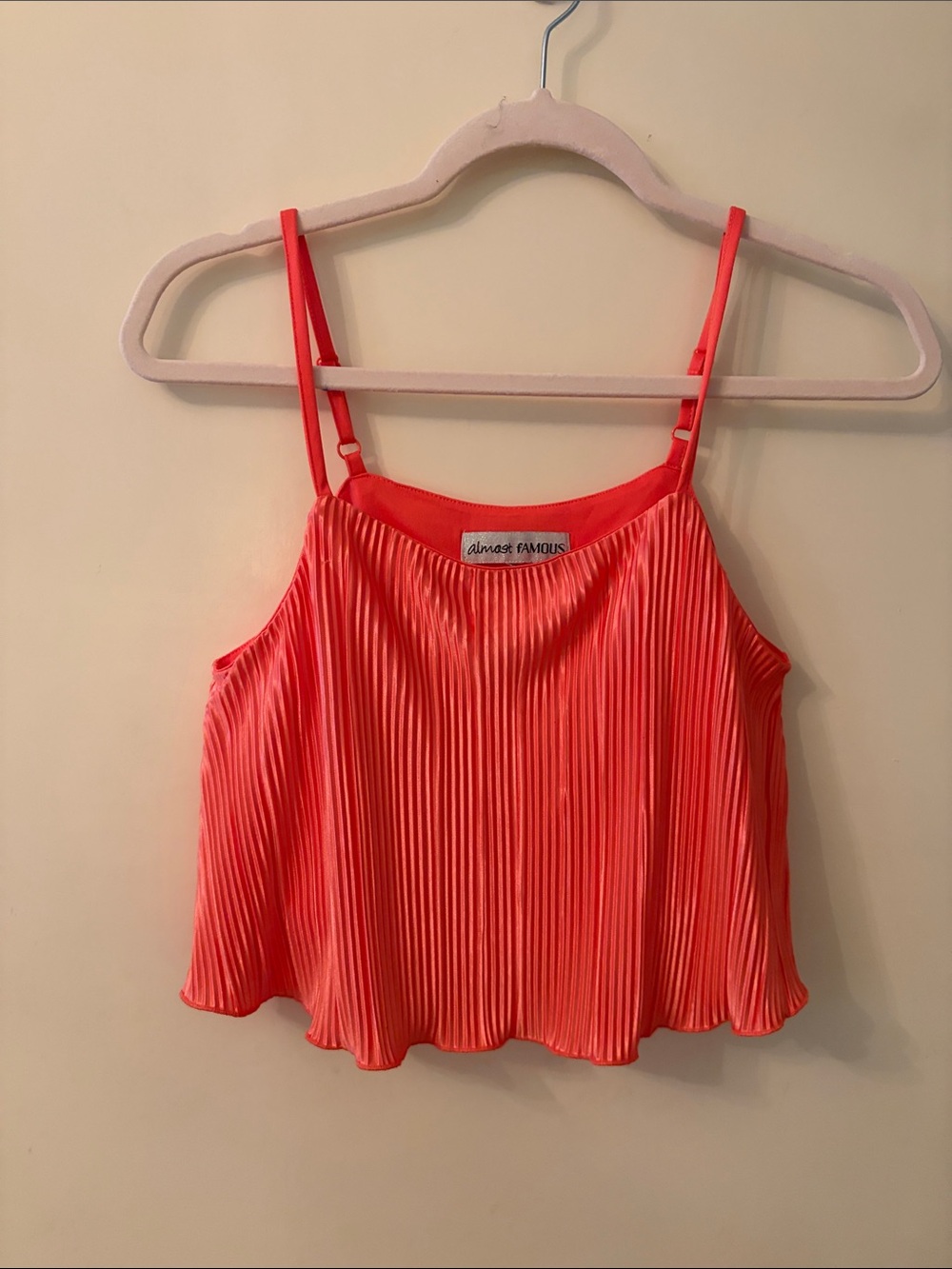 Almost Famous Coral Pleated Spaghetti-Strap Cami